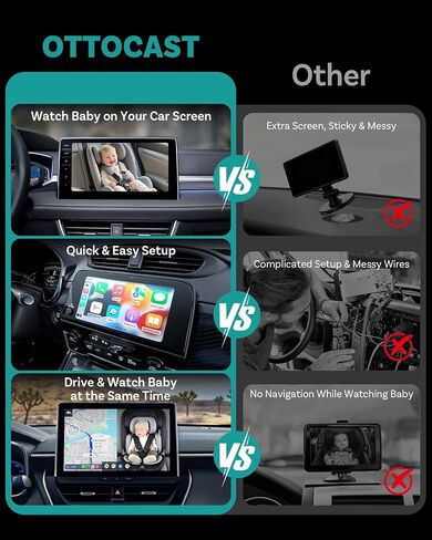 OTTOCAST Baby Car Camera with Wireless CarPlay Adapter | Uses your car’s built-in screen, no extra monitor needed Monitor Baby While Driving in Kuwait