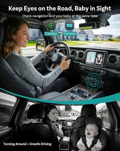 OTTOCAST Baby Car Camera with Wireless CarPlay Adapter | Uses your car’s built-in screen, no extra monitor needed Monitor Baby While Driving in Kuwait