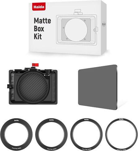 Haida Matte Box Kit (Matte Box+ 67/72/77/82mm Adapter Rings +V-PRO Series Mist Black 1/8 Filter 4 * 5.65") in Kuwait