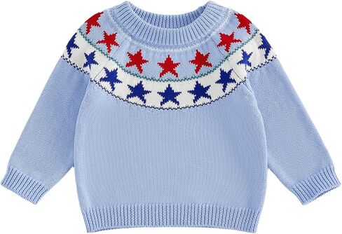 Karwuiio Toddler Baby Boy Girl American Flag Sweater USA Star Knit Pullover Patriotic Memorial Day 4th of July Outfit in Kuwait