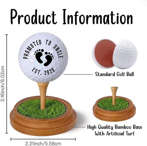 Promoted to Uncle Gifts, Pregnancy Announcement Gift for New Uncle, Baby Reveal Golf Ball Decor with Lifelike Turf Display Stand in Kuwait
