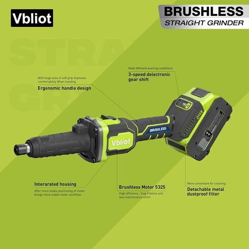 Cordless Die Grinder 6mm Collet, Power Die Grinder with 3 Mode Speed, Brushless Straight Grinder for Metal Grindering Polishing Rust removal (DG2401) in Kuwait