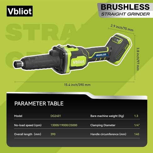 Cordless Die Grinder 6mm Collet, Power Die Grinder with 3 Mode Speed, Brushless Straight Grinder for Metal Grindering Polishing Rust removal (DG2401) in Kuwait