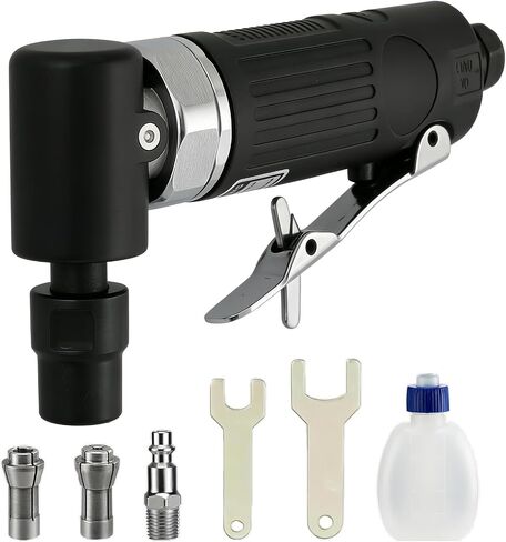 Air Angle Die Grinder,1/4 pneumatic Right Angle Die Grinder, 20000 RPM, 90 degree pneumatic rotation, For grinding, cutting, polishing, weld repair, and deburring, including 1/4 &1/8Collets Included in Kuwait