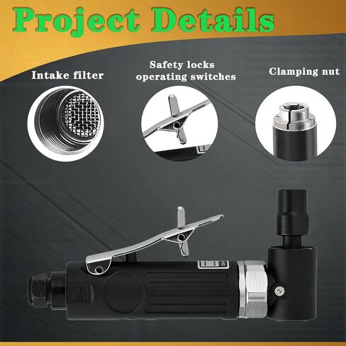 Air Angle Die Grinder,1/4 pneumatic Right Angle Die Grinder, 20000 RPM, 90 degree pneumatic rotation, For grinding, cutting, polishing, weld repair, and deburring, including 1/4 &1/8Collets Included in Kuwait