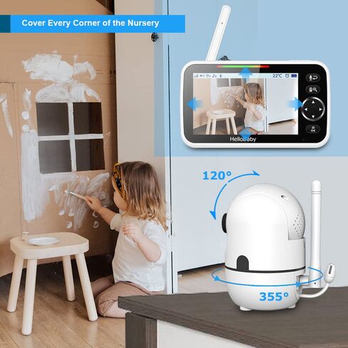 HelloBaby Baby Monitor No WiFi with Mount, 5'' IPS Screen and 30-Hour Battery Life with VOX Mode, Baby Phone with Camera and Audio, Portable Travel Hello Baby Monitor with Flexible Mount in Kuwait