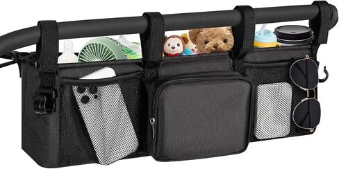 Double Stroller Organizer for Bob Duallie and Baby Jogger City Mini GT2, Double Baby Stroller Accessories with 2 Cooler Pockets, Parent Console Double Jogging Stroller Caddy with Zipper Bag(Bag Only) in Kuwait