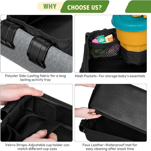 Stroller Snacks Tray for Wonderfold Wagon W2 with Anti-Spill Cup Holders & Mesh Pockets Wagon Accessories Universal for Wonderfold W2 luxe/Elite/Original Eat & Play Tray in Kuwait