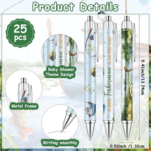 50 Sets Fishing Baby Shower Gifts for Guests Ballpoint Pens Thank You Card | A Little Fisherman Is On The Way Baby Shower Favors Retractable Pens Gender Reveal Souvenirs Supplies Return Gifts in Kuwait
