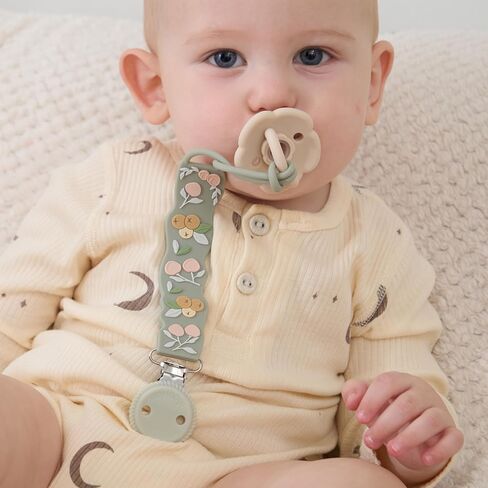 Moonkie Flat Silicone Pacifier Clips (2-Pack) – One-Piece Strap Holders, Binky Clips for Baby Boys & Girls, Gift-Ready Baby Essentials (Fruit Garden) in Kuwait