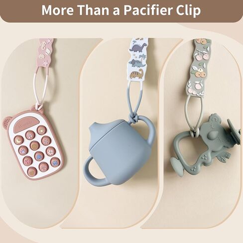 Moonkie Flat Silicone Pacifier Clips (2-Pack) – One-Piece Strap Holders, Binky Clips for Baby Boys & Girls, Gift-Ready Baby Essentials (Fruit Garden) in Kuwait