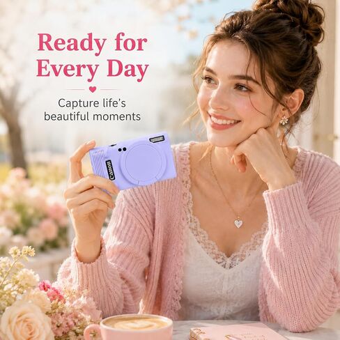 Case for Canon PowerShot ELPH 360 with 2-Pack Screen Protector | Removable Lens Cap Silicone Protective Cover with Cute Charm Wrist Strap for Canon ELPH 360 HS/IXY 650 - Lilac in Kuwait