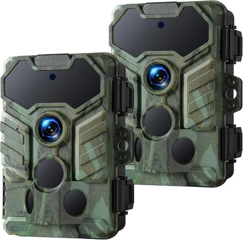 VOOPEAK Trail Camera WiFi Bluetooth, Low Glow IR Night Vision Game Camera | 32MP, 0.1s Trigger Speed, 130° Wide-Angle, IP66 Waterproof, Wildlife Monitoring, Home Security, 2 Pack Hunting Trail Cam in Kuwait