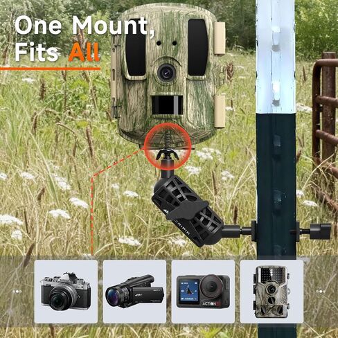 T Post Trail Camera Mount, T-Post Trail Camera Holder with 360° Adjustable Ball Head, Tool-Free 1/4"-20 Game Camera Mounting Bracket for Hunting, Wildlife, Farm Security, 1 Pack in Kuwait
