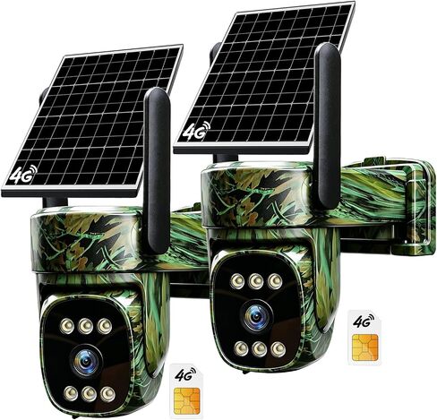 4G LTE Cellular Trail Camera,Game Cameras with 360° Live Streaming, Built-in SIM Card,2K Wildlife Hunting Camera Solar Powered,Night Vision,No WiFi Needed, Motion Activated,Solar Cellular Security Cam in Kuwait