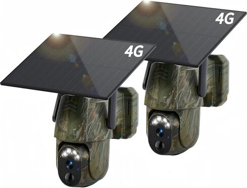4G LTE Cellular Trail Camera, Solar Game Cameras Built-in SIM Card, No WiFi Cellular Security Camera Outdoor, 2K 360° Live View Wildlife Deer Camera, Motion Activated Night Vision Trail Cam in Kuwait