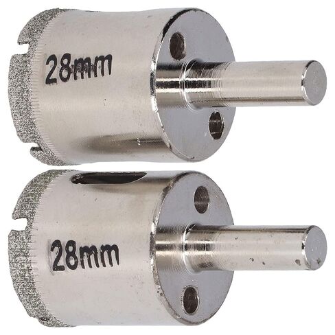 Garosa Glass Hole Saw Drill Bit Stainless Steel Emery Hole Opener 28mm 2pcs for Drilling Marble Granite Ceramic and Glass with 8mm Shank for Tile Work and Home Repair in Kuwait
