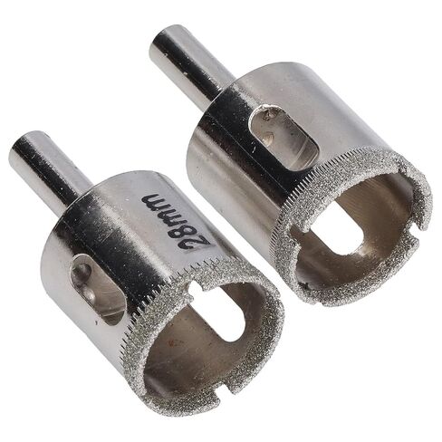 Garosa Glass Hole Saw Drill Bit Stainless Steel Emery Hole Opener 28mm 2pcs for Drilling Marble Granite Ceramic and Glass with 8mm Shank for Tile Work and Home Repair in Kuwait