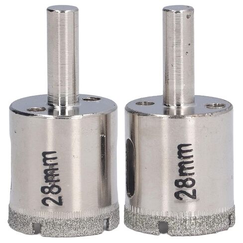 Garosa Glass Hole Saw Drill Bit Stainless Steel Emery Hole Opener 28mm 2pcs for Drilling Marble Granite Ceramic and Glass with 8mm Shank for Tile Work and Home Repair in Kuwait