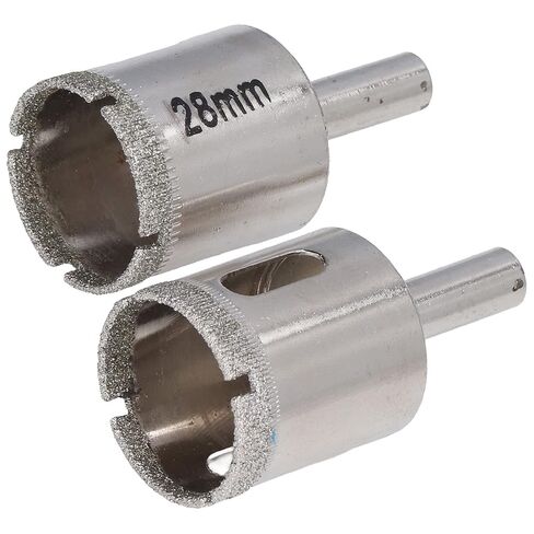 Garosa Glass Hole Saw Drill Bit Stainless Steel Emery Hole Opener 28mm 2pcs for Drilling Marble Granite Ceramic and Glass with 8mm Shank for Tile Work and Home Repair in Kuwait