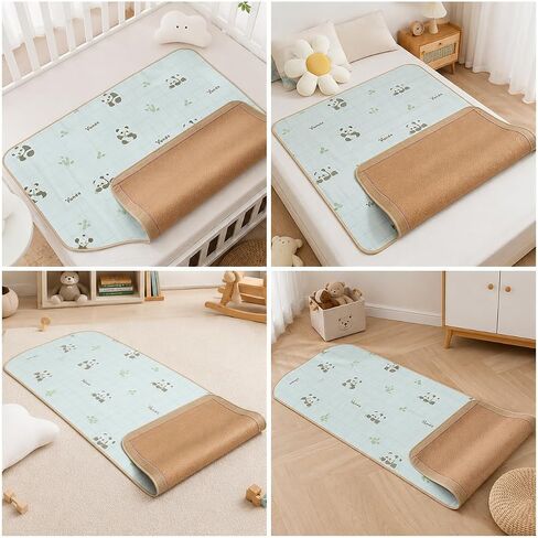 Simhoa Children Cooling Pad Double-Sided Breathable Sweat-Wicking Mattress Rattan Safe Cellulose Material Suitable for Playroom in Kuwait
