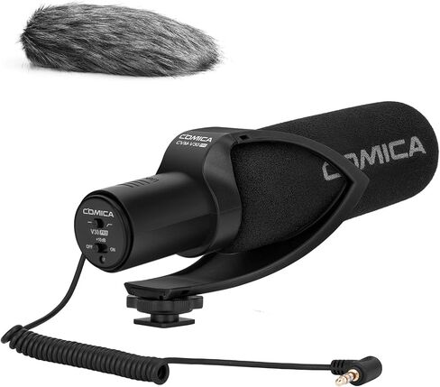 COMICA CVM-V30PRO Shotgun Microphone with Low-Cut Filter, Super Cardioid | Shock Mount, 10dB Sensitivity Adjustment, Professional Video Mic for DSLR Camera/Camcorder Interview, Video Shooting, Vlog in Kuwait