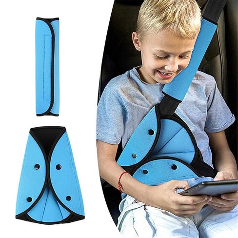Car Seat Belt Covers Pads Set, Soft Automotive Seat Belt Pads for Kids & Adults, Shoulder Belly Protective Padding Universal Carseat Strap Cushion Cover for All Car Seats, Pushchair, Stroller (Black) in Kuwait