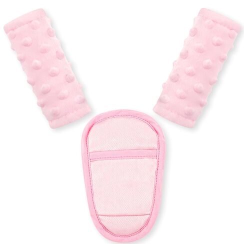 Baby Car Seat Strap Pads Suit, 3 Pieces Soft Car Seat Strap Shoulder Covers for Baby Infant Toddler, Double-Sided Car Seat Belt Covers for Stroller, Pushchair, Baby Swing, Pink in Kuwait