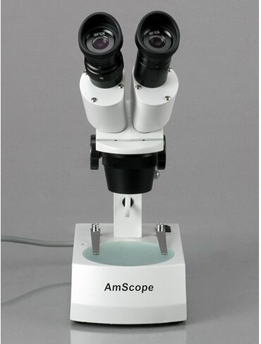 AmScope SE305R-AX Forward-Mounted Binocular Stereo Microscope, WF5x and WF10x Eyepieces, 5X/10X/15X/30X Magnification, 1X and 3X Objectives, Upper and Lower Halogen Light Source, Arm Stand, 120V in Kuwait