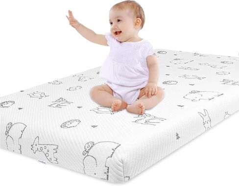 Trifold Pack and Play Mattress-38 x26 Dual-Firmness Memory Foam | Travel Bag, Foldable,Portable,Animal Removable Cover,Pack N Play Mattresses in Kuwait