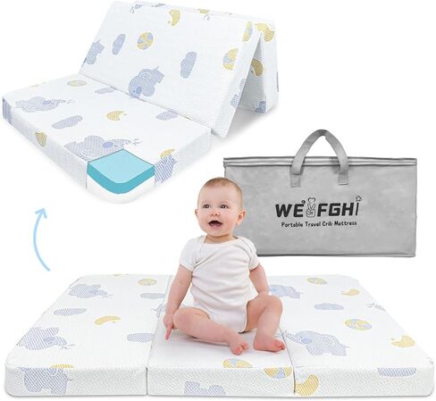 Pack and Play Mattress, 38"x26"x3" Soft & Firm Dual-Sided Memory Foam Pack N Play Mattresses Pad with Carry Bag, Baby Travel Mattress for Pack N Play with Washable Cover in Kuwait