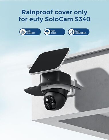 Rain Shade Cover for Eufy SoloCam S340 | Shields camera from rain, snow & sunlight, durable plastic, easy installation, black in Kuwait