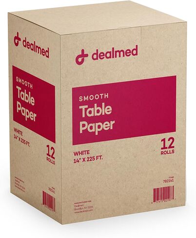 Dealmed Medical Exam Table Paper Roll | Disposable Covers for Doctors, Physicians, Diaper Changing, Waxing, Chiropractor, Tracing, Drawing, Coloring | Crepe, White, 21" x 125', 12 Rolls/Case in Saudi Arabia