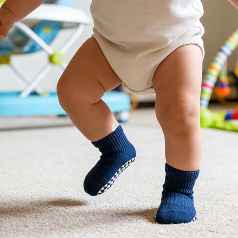 IZUS 6 Pairs Toddler Grip Socks Anti-slip Dots Kid-Girl Cotton Crew Socks Anti Skid Sock Baby-Boy Newborn Infant 1-3T in Kuwait