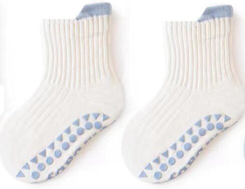 IZUS 6 Pairs Toddler Grip Socks Anti-slip Dots Kid-Girl Cotton Crew Socks Anti Skid Sock Baby-Boy Newborn Infant 1-3T in Kuwait