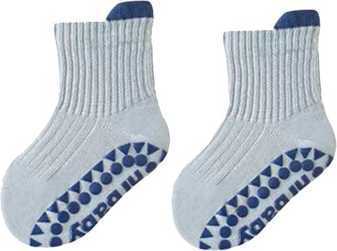 IZUS 6 Pairs Toddler Grip Socks Anti-slip Dots Kid-Girl Cotton Crew Socks Anti Skid Sock Baby-Boy Newborn Infant 1-3T in Kuwait