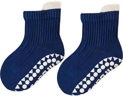IZUS 6 Pairs Toddler Grip Socks Anti-slip Dots Kid-Girl Cotton Crew Socks Anti Skid Sock Baby-Boy Newborn Infant 1-3T in Kuwait