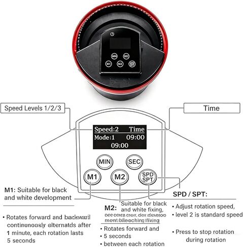 Automatic Film Processor, Home Film Developing Kit with Smart Timer Control, Dual Modes and 3-Speed Adjustment, Darkroom Processing Equipment for Black and White or Color Film in Kuwait