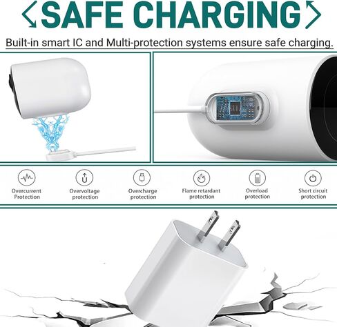 Arlo Camera Charger 2 Pack 10FT Compatible with Arlo Pro 5S 2K, Pro 4, Pro 3, Ultra 2, Ultra, Floodlight, Go 2 Cameras, arlo Magnetic Charging Cable Outdoor Weather Resistant Connector Power Adapter in Kuwait