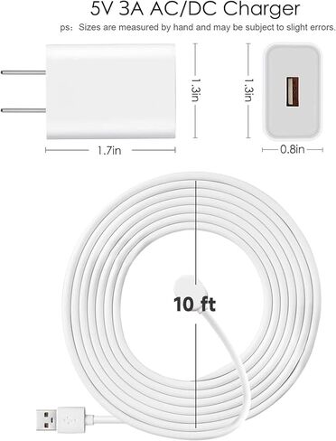 Arlo Camera Charger 2 Pack 10FT Compatible with Arlo Pro 5S 2K, Pro 4, Pro 3, Ultra 2, Ultra, Floodlight, Go 2 Cameras, arlo Magnetic Charging Cable Outdoor Weather Resistant Connector Power Adapter in Kuwait