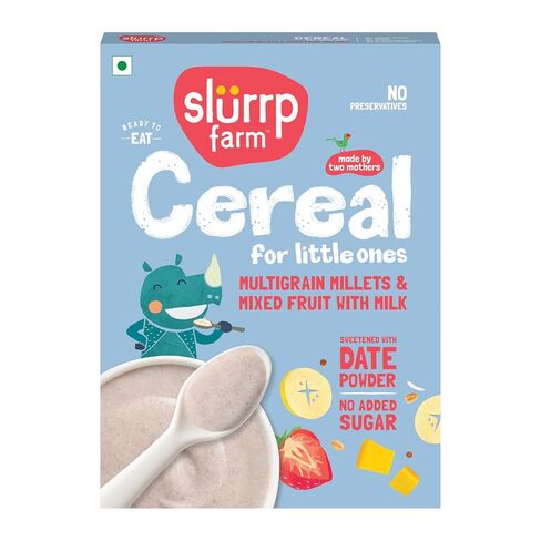 Slurrp Farm Multigrain Millet Baby Cereal with Mixed Fruit & Milk | No Added Sugar, Sweetened with Dates | Easy to Prepare Baby Porridge | Healthy Breakfast for Little Ones | 7.05 Oz (200g) in Kuwait