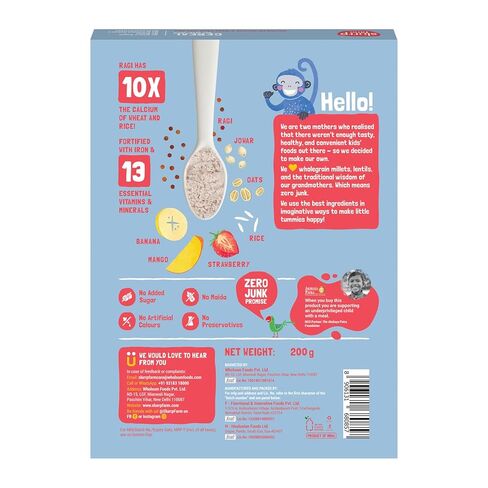 Slurrp Farm Multigrain Millet Baby Cereal with Mixed Fruit & Milk | No Added Sugar, Sweetened with Dates | Easy to Prepare Baby Porridge | Healthy Breakfast for Little Ones | 7.05 Oz (200g) in Kuwait
