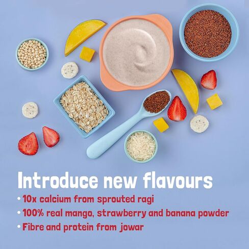 Slurrp Farm Multigrain Millet Baby Cereal with Mixed Fruit & Milk | No Added Sugar, Sweetened with Dates | Easy to Prepare Baby Porridge | Healthy Breakfast for Little Ones | 7.05 Oz (200g) in Kuwait