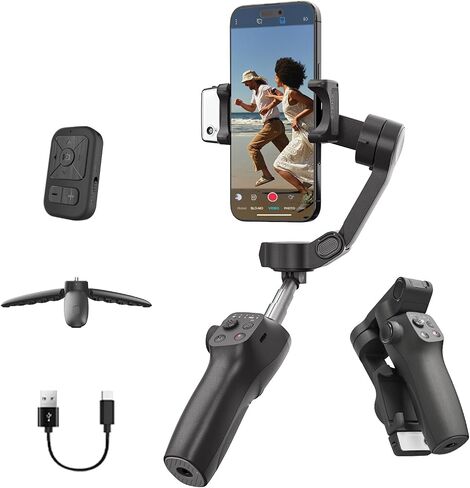 FUNSANP Gimbal Stabilizer for iPhone, Phone Gimbal with AI Auto Tracking, Remote Control, Built-in Extension Rod, Tripod, Fill Light, for Vlog, Travel in Kuwait