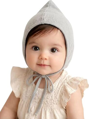 Bidadary Newborn Baby Bonnet Hat 0-12 Months Cotton Infant Hospital Hat Baby Sleep Hat Chin Strap Beanie for Spring Summer in Kuwait