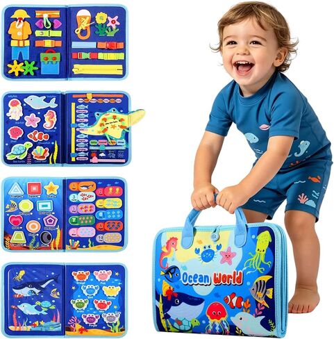 Winblo Toddler Busy Board - Montessori Toys for 2 Year Old Boy Birthday Gift, Educational Learning Sensory Quiet Busy Book for Toddlers, Activity Books for Toddlers, Travel Toys for Airplane Car in Kuwait
