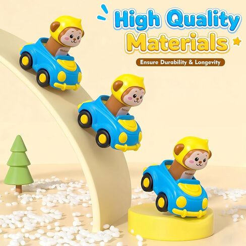 Press to Go Car Toys for Toddlers, Animal Cars for Babies 6-36 Months | 4 Pack Vehicle Set, First Birthday Gifts, Infant Sensory Toys, Baby Shower Gifts, Fun Gifts for Boys & Girls in Kuwait