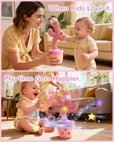 TWORIVER Dancing Talking Cactus Baby Toys,Singing Interactive Cactus Toy for Toddler Girls Boys Kids Gifts that Talks Back for Girl Boy,120 English Songs,Adjustable Volume,Repeating & Recording in Kuwait