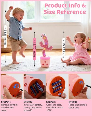 TWORIVER Dancing Talking Cactus Baby Toys,Singing Interactive Cactus Toy for Toddler Girls Boys Kids Gifts that Talks Back for Girl Boy,120 English Songs,Adjustable Volume,Repeating & Recording in Kuwait