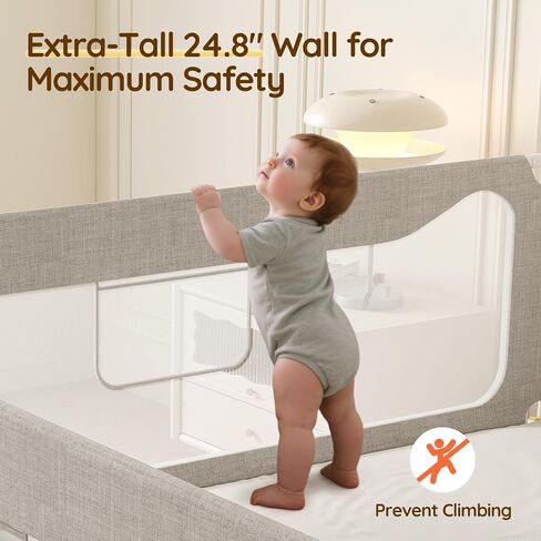 colorfarm Queen Size Toddler Bed Rail 3-Sided Bed Rail Guard with Safety Lock - Adjustable Bedrails for Baby Infant Child (78.7x78.7x59) in Kuwait